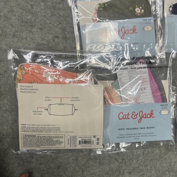 47 Cat & Jack Kid's Reusable Face Masks Cotton Fabric One Size Fits Most NEW - Picture 5 of 7